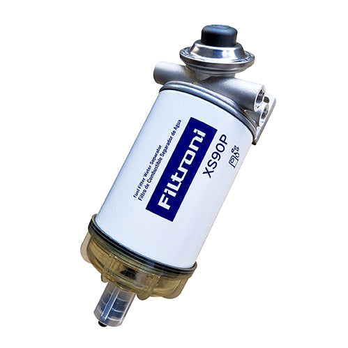 XS490A FILTRONI Kit Completo Filtro de Combustible Separador de Agua 90 GPH Incluye Base de Montaje con Bomba de Cebado, Elemento XS90P 30mic y Vaso (Tazón) Colector