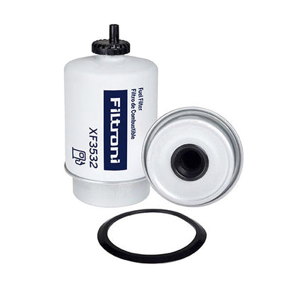 XF3532 FILTRONI Filtro de Combustible tipo Fuel Manager Maquinaria Agricola John Deere Reemplaza Caterpillar 1005593, 1383098  John Deere RE52987, RE53400, RE62419, RE509031