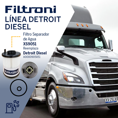 XS9051 FILTRONI Filtro de Combustible Separador de Agua Motores Detroit Diesel Reemplaza Detroit Diesel A0000905051; Freightliner A485007; Fleetguard FS20083