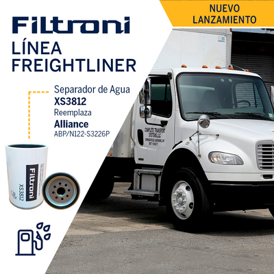 XS3812 FILTRONI Filtro Combustible Separador de Agua 30mic (Requiere Tazon) Camiones Freightliner Bussines  Class  Reemplaza Alliance ABP/N122-S3226P