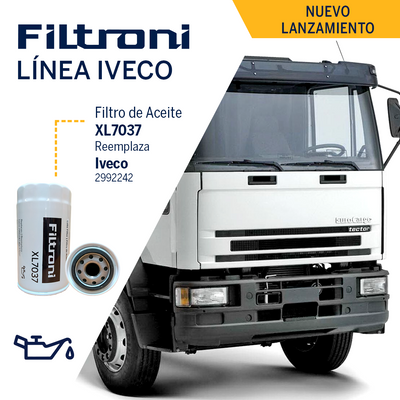 XL7037 FILTRONI Filtro de Aceite Motores Iveco Reemplaza 2992242